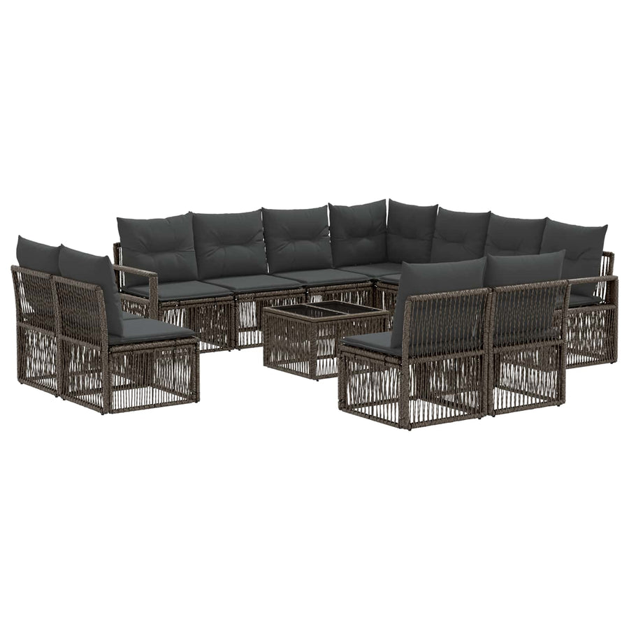 Tuinbankenset 12 pcs Grijs poly rattan