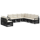 Tuinbankenset 9-persoons poly rattan zwart