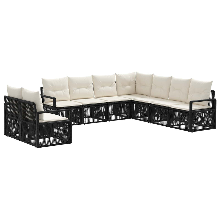 Tuinbankenset 9 pcs Zwart poly rattan