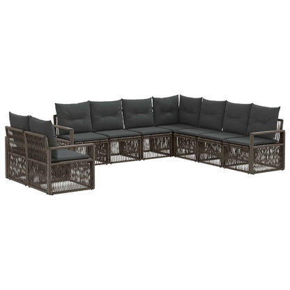 Tuinbankenset 9 pcs Grijs poly rattan