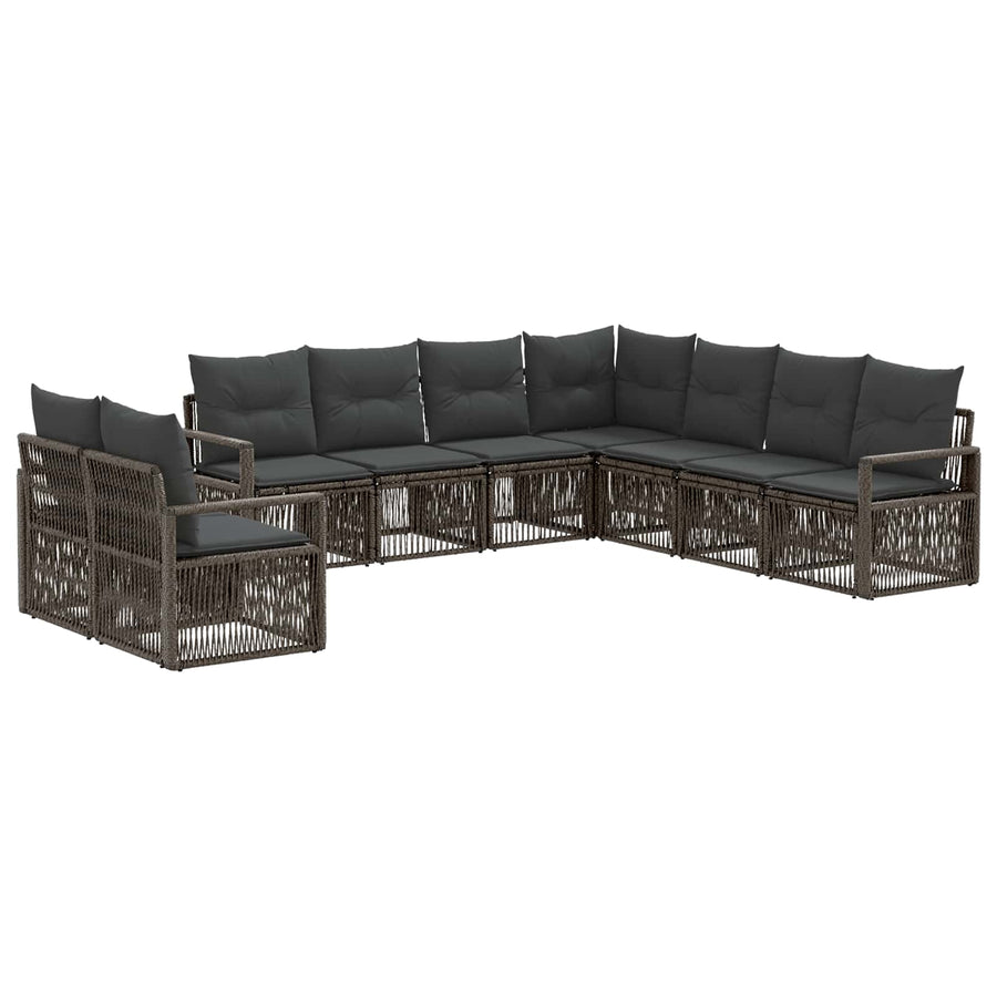 Tuinbankenset 9 pcs Grijs poly rattan