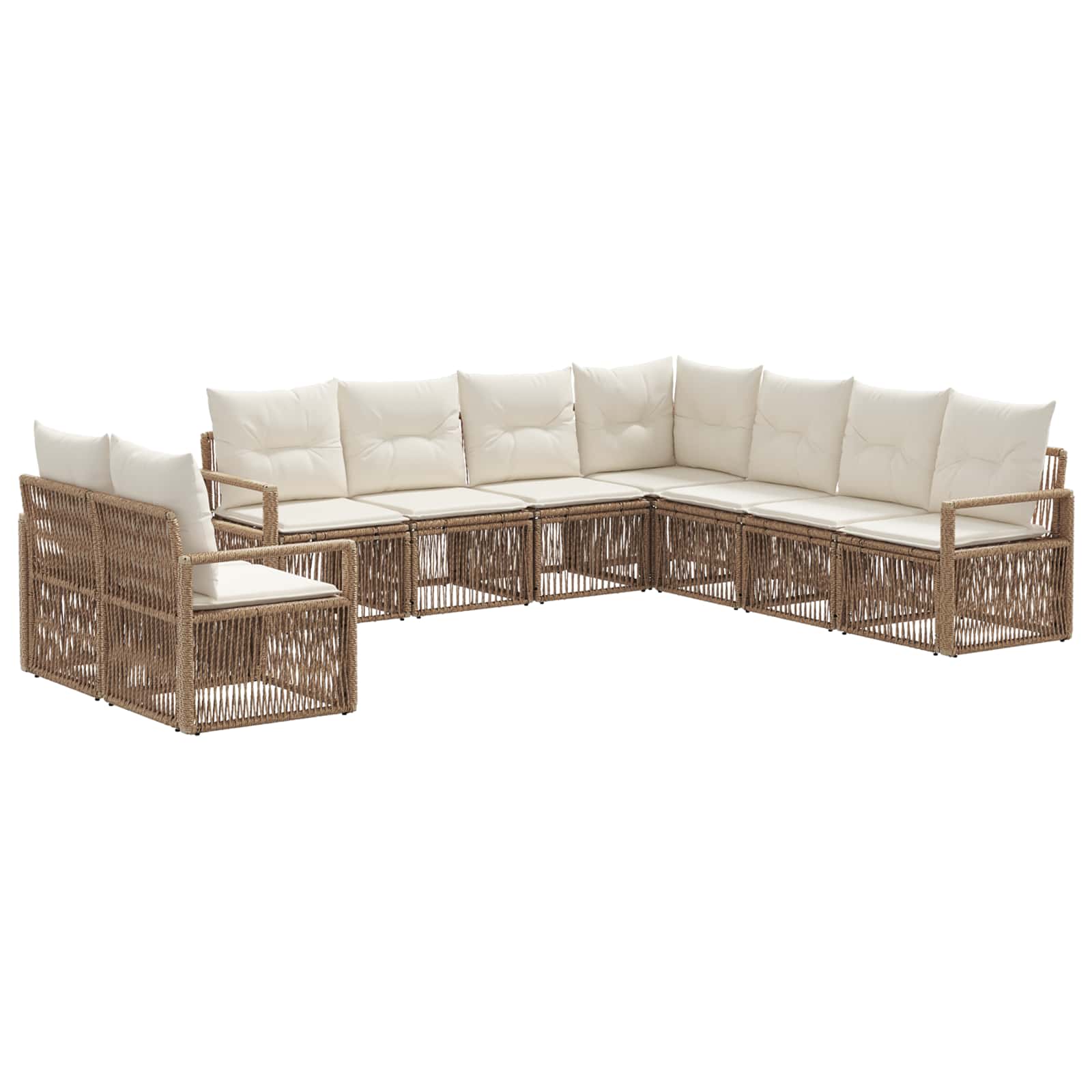 Tuinbankenset 9 pcs Beige poly rattan