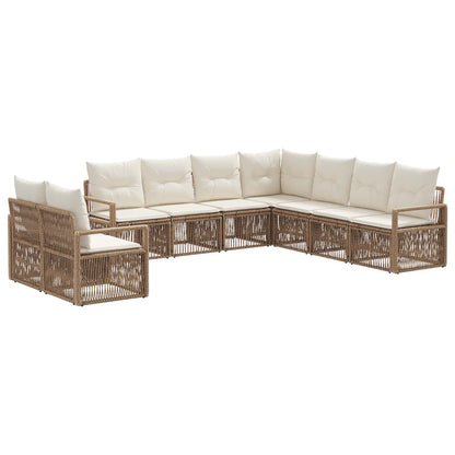Tuinbankenset 9 pcs Beige poly rattan