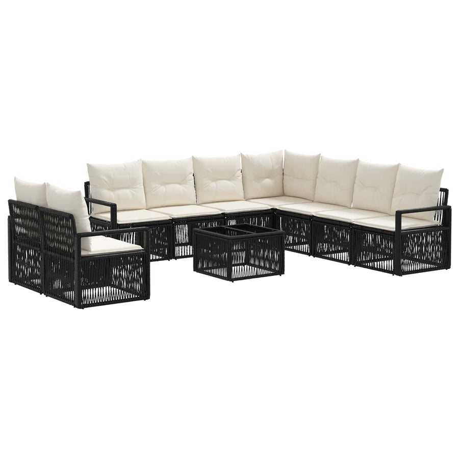 Tuinbankenset 10 pcs Zwart poly rattan
