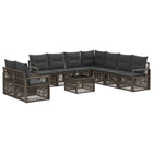 Tuinbankenset poly rattan grijs 10-delig