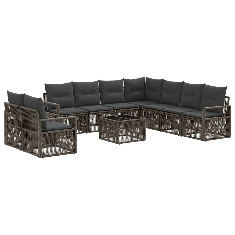 Tuinbankenset 10 pcs Grijs poly rattan