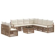 Tuinbankenset poly rattan beige modulair 9 personen