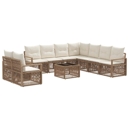 Tuinbankenset 10 pcs Beige poly rattan