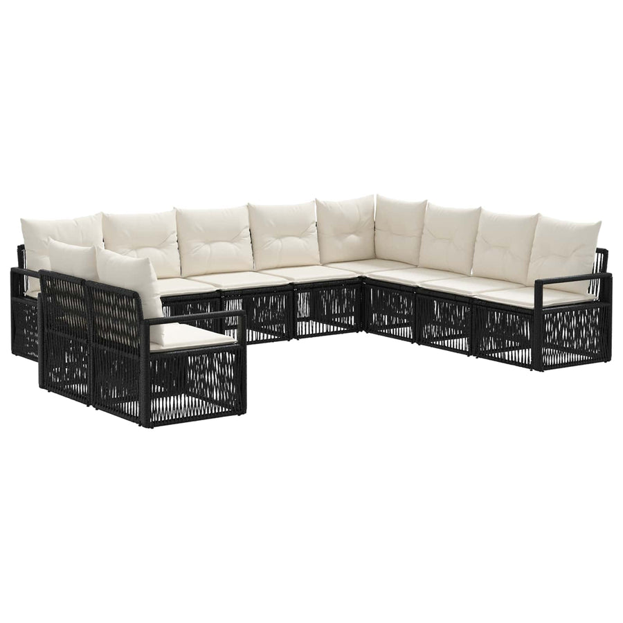 Tuinbankenset 10 pcs Zwart poly rattan