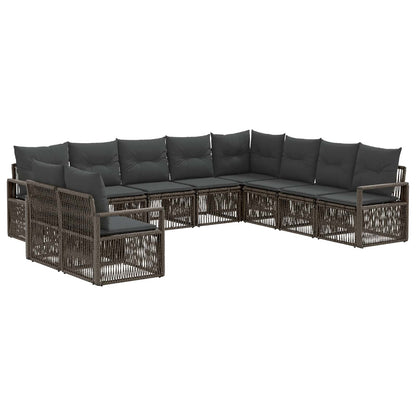 Tuinbankenset 10 pcs Grijs poly rattan