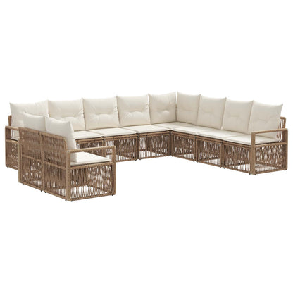 Tuinbankenset 10 pcs Beige poly rattan