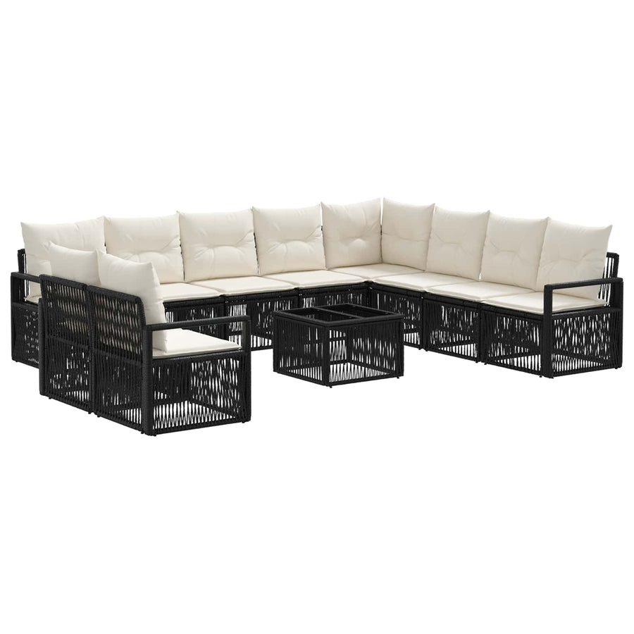Tuinbankenset 11 pcs Zwart poly rattan