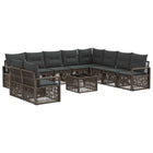 Tuinbankenset poly rattan grijs 11 stuks