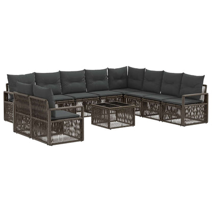 Tuinbankenset 11 pcs Grijs poly rattan