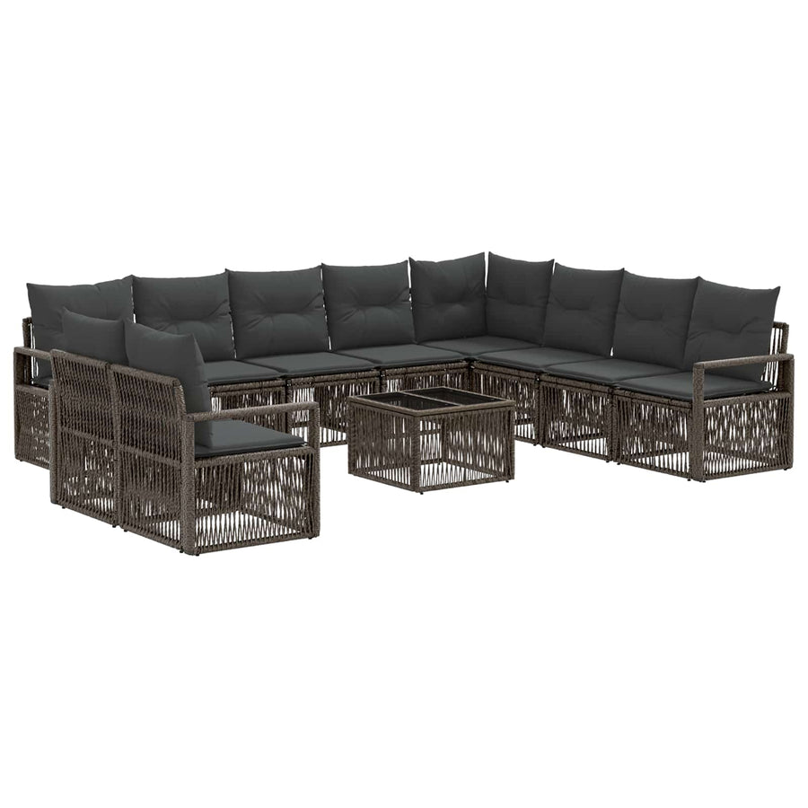 Tuinbankenset 11 pcs Grijs poly rattan