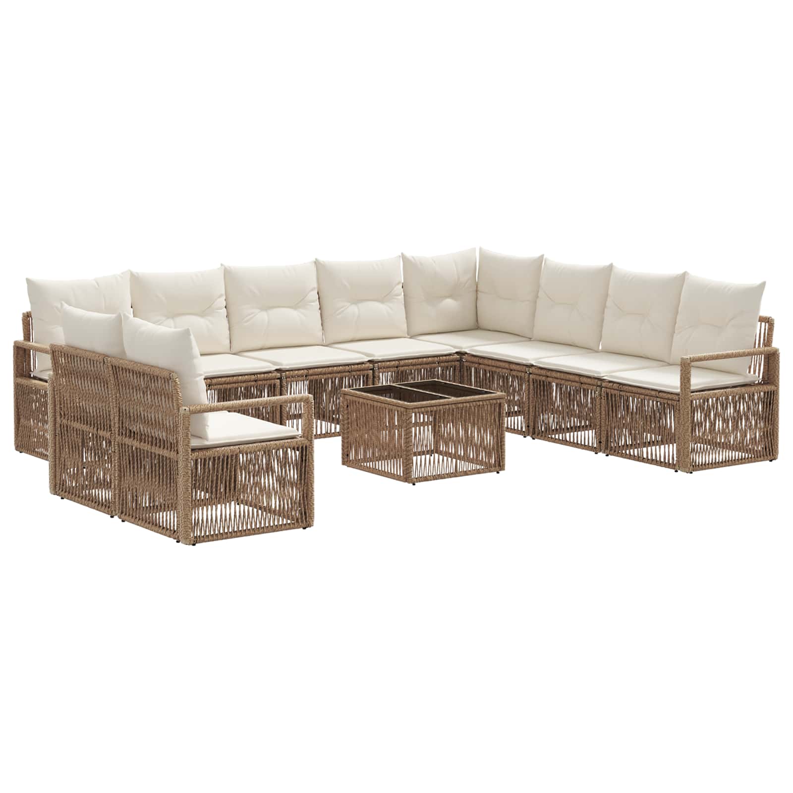 Tuinbankenset 11 pcs Beige poly rattan