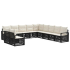 Tuinbankenset poly rattan zwart 11-delig
