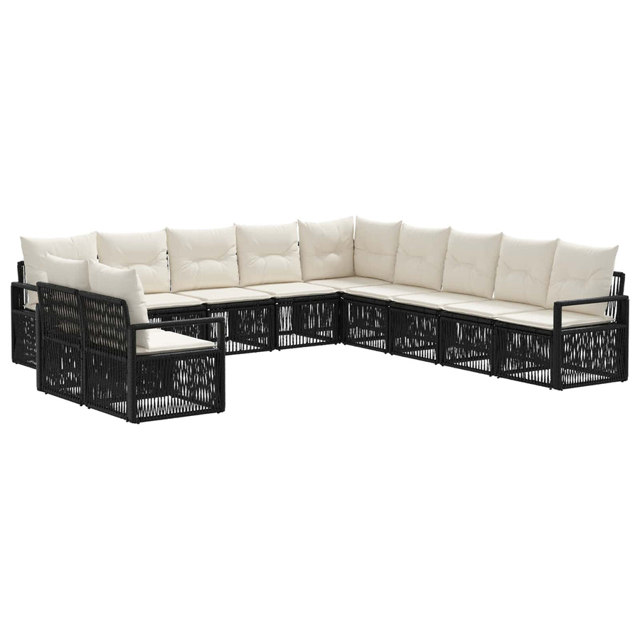 Tuinbankenset 11 pcs Zwart poly rattan