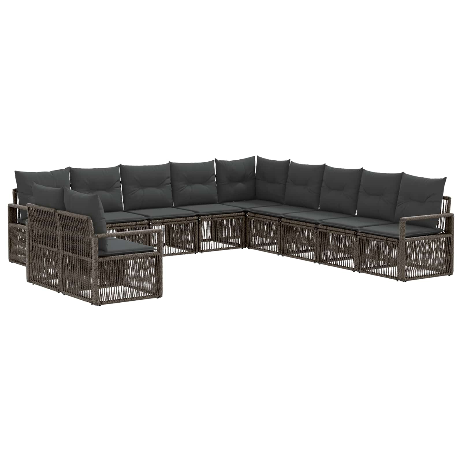 Tuinbankenset 11 pcs Grijs poly rattan