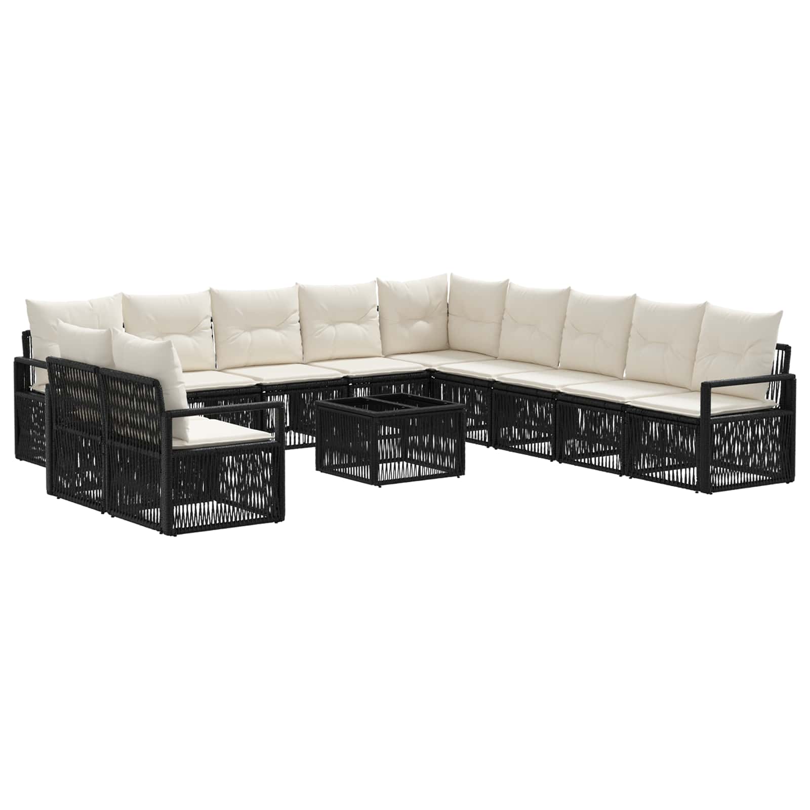Tuinbankenset 12 pcs Zwart poly rattan