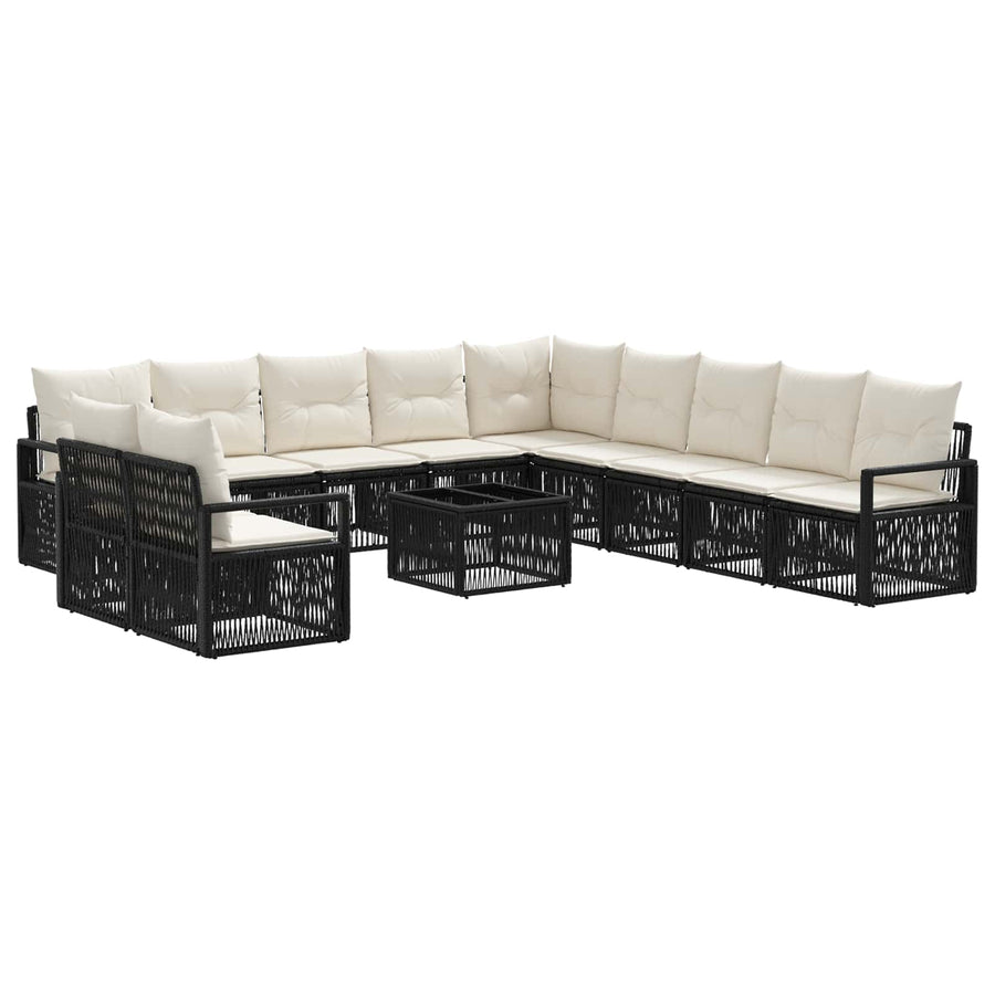 Tuinbankenset 12 pcs Zwart poly rattan
