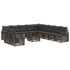 Tuinbankenset poly rattan grijs 12-delig