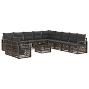 Tuinbankenset poly rattan grijs 12-delig