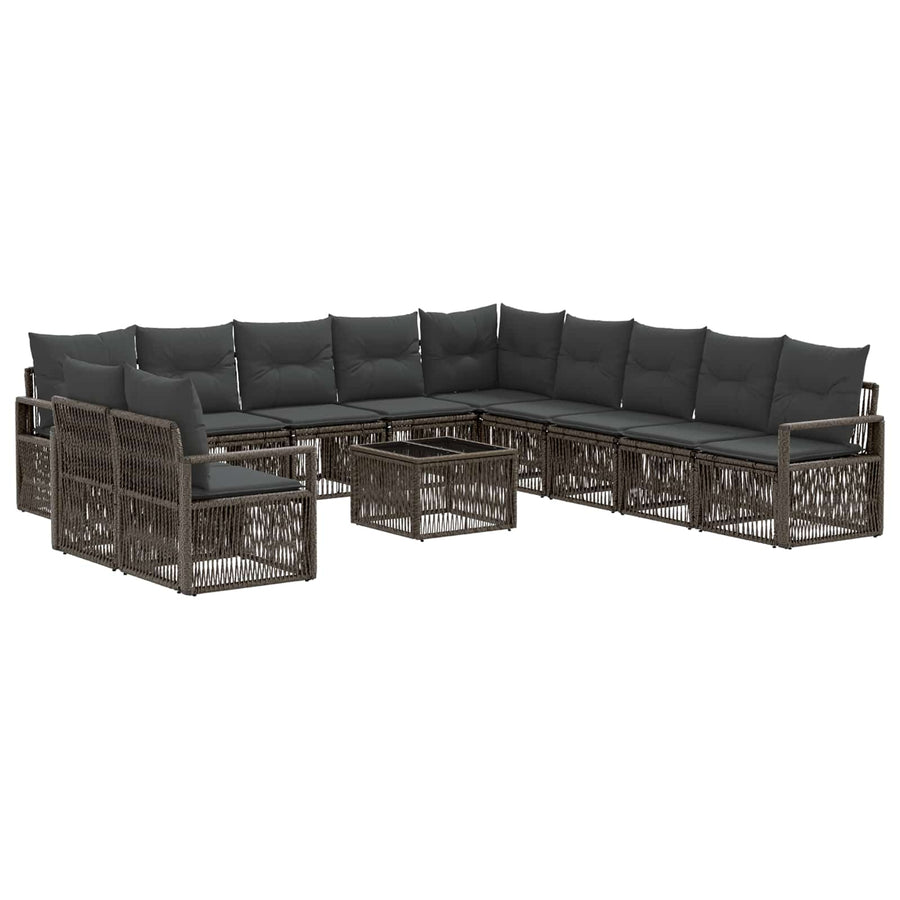 Tuinbankenset 12 pcs Grijs poly rattan