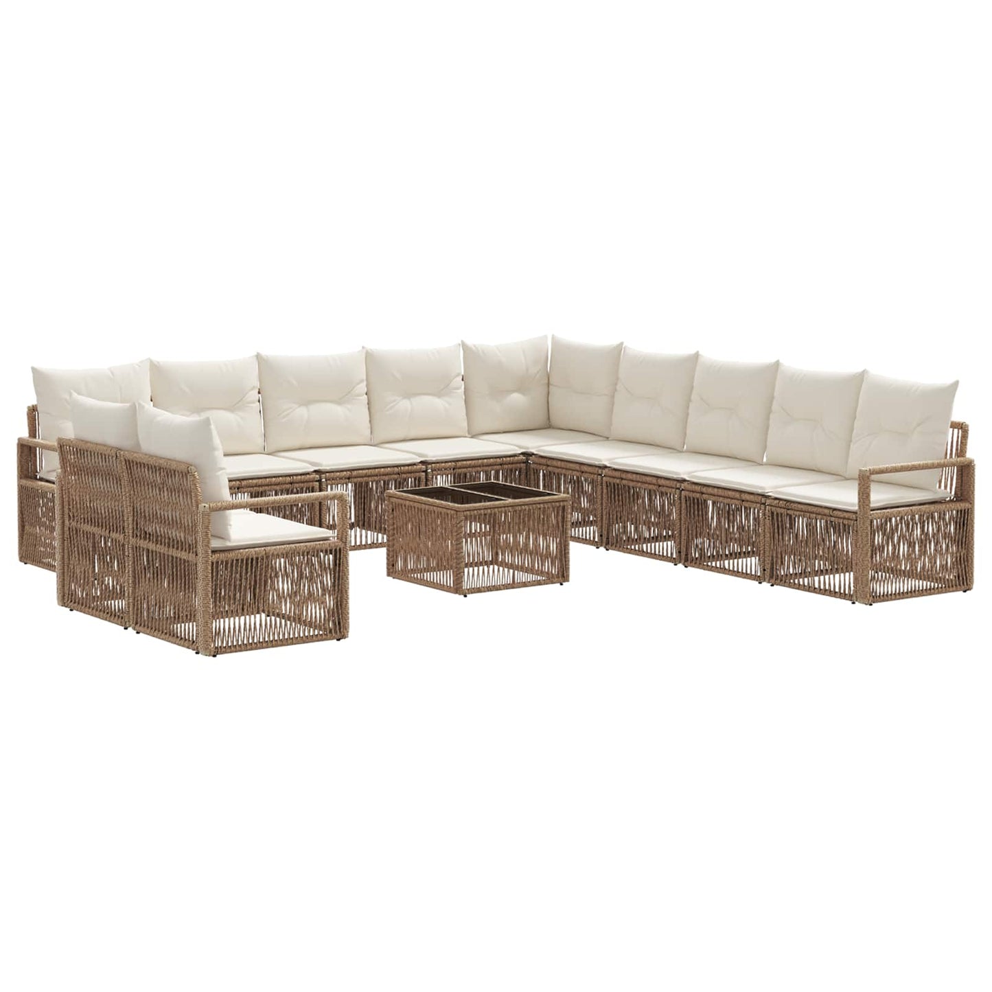 Tuinbankenset 12 pcs Beige poly rattan