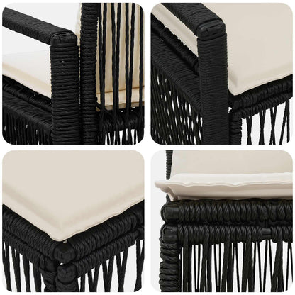 Tuinbankenset 7 st 7-Aantal zitplaatsen Zwart poly rattan