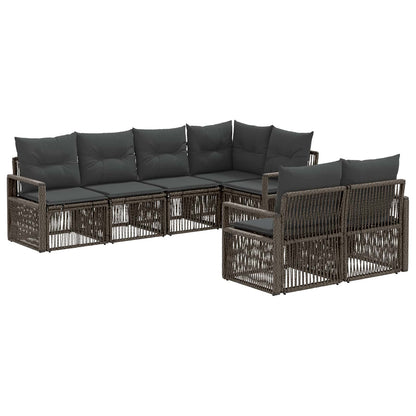 Tuinbankenset 7 st 7-Aantal zitplaatsen Grijs poly rattan