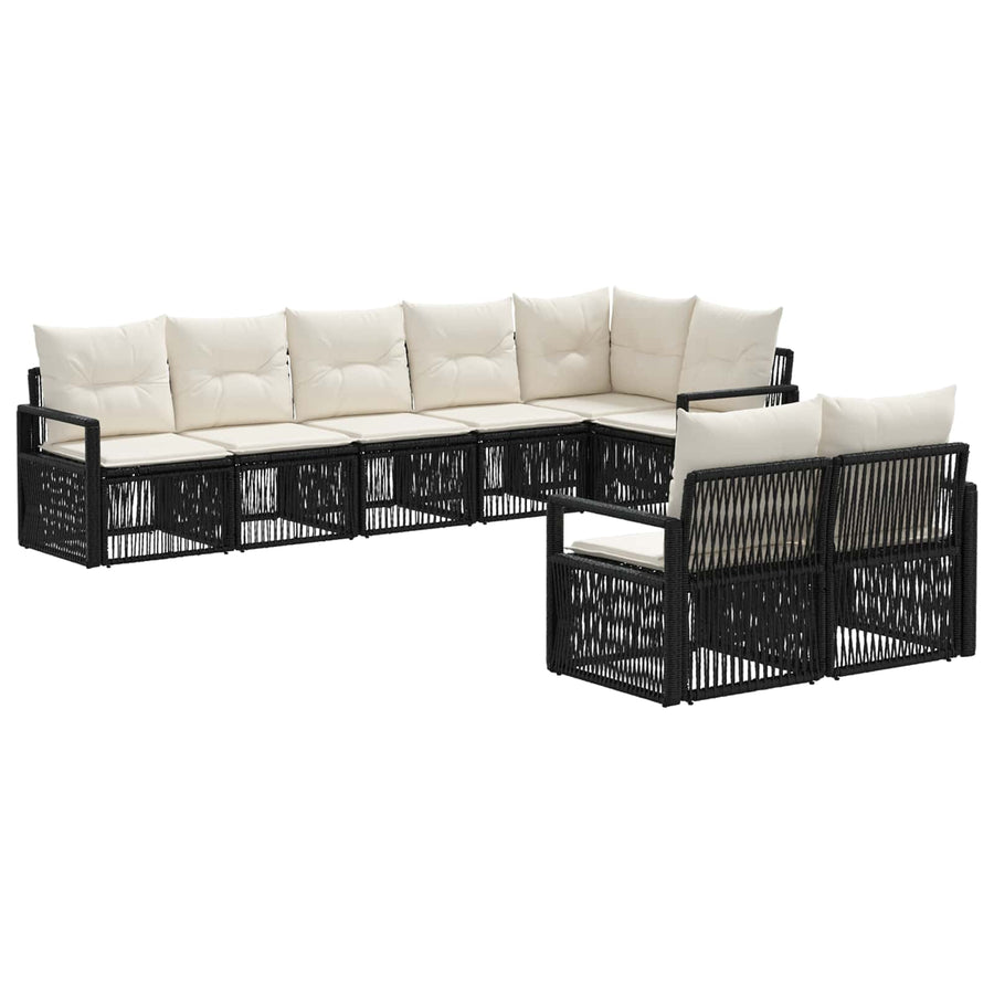 Tuinbankenset 8 pcs Zwart poly rattan