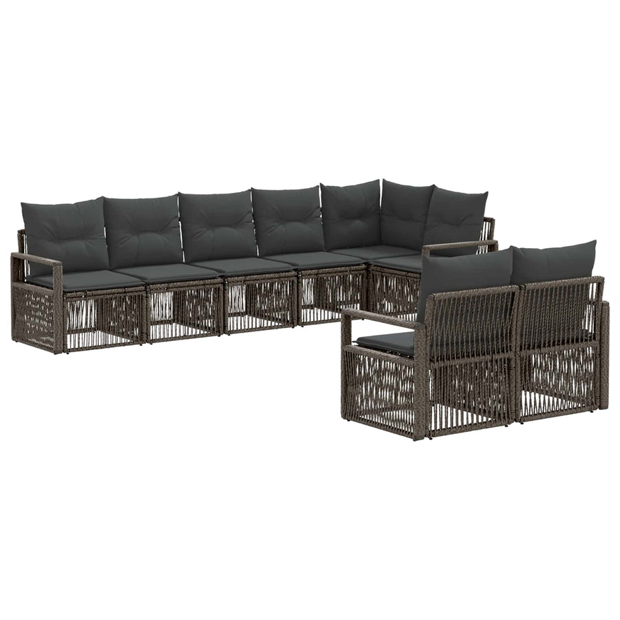 Tuinbankenset 8 pcs Grijs poly rattan