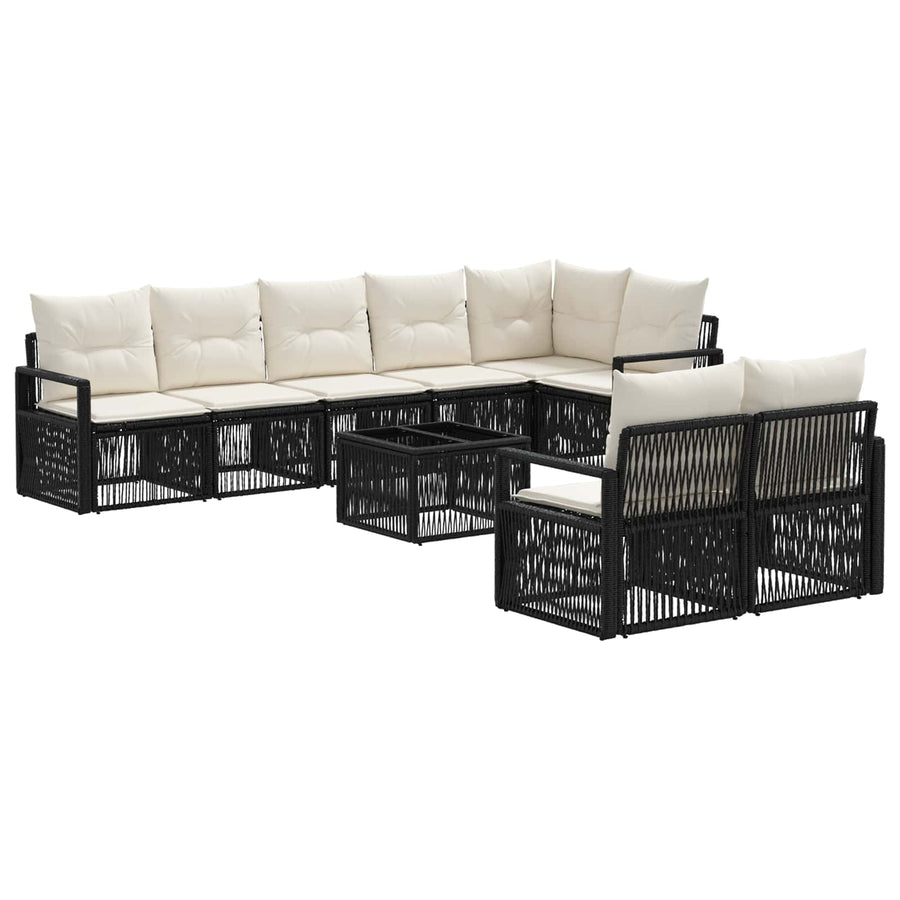 Tuinbankenset 9 pcs Zwart poly rattan