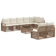 Tuinbankenset poly rattan beige 8 zitplaatsen