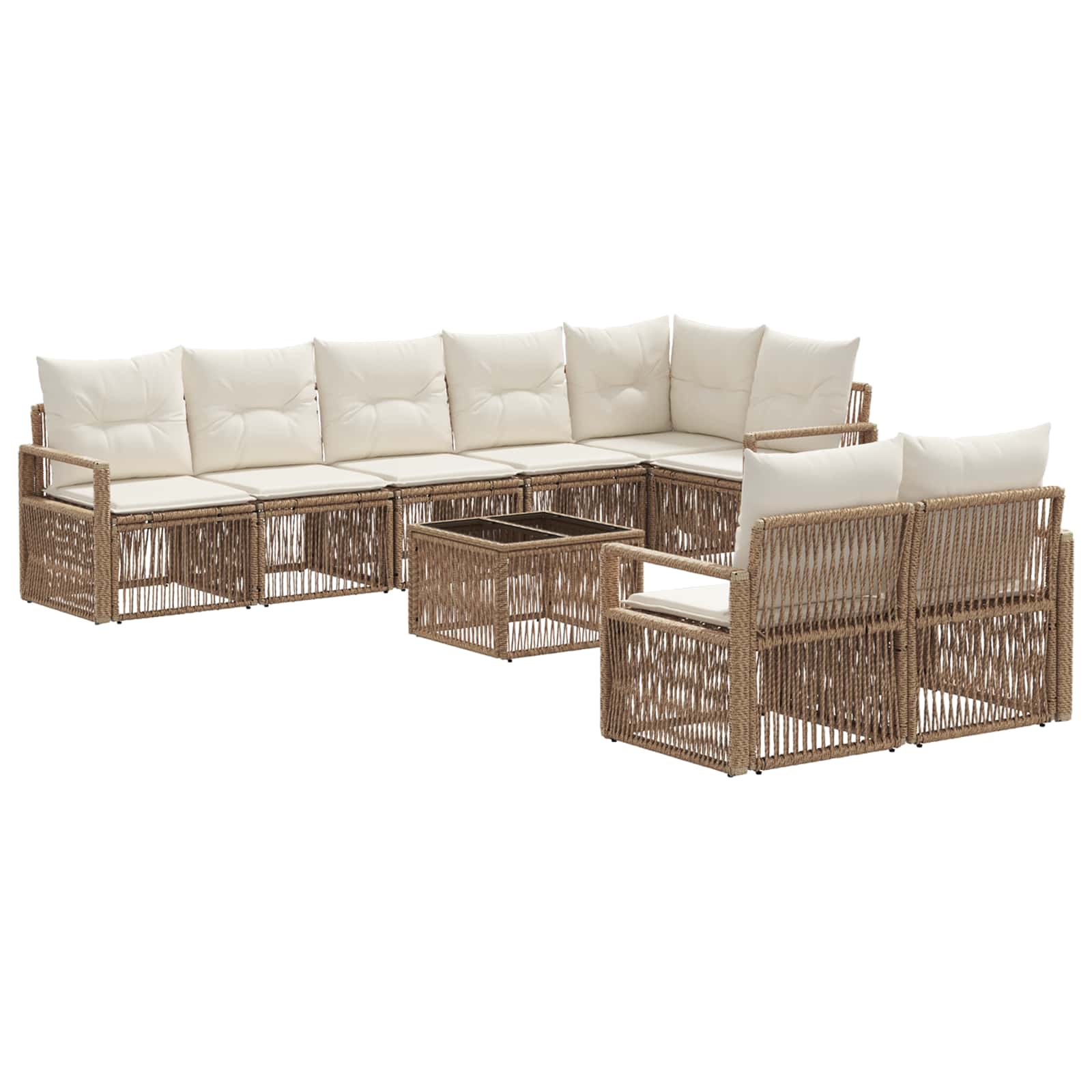 Tuinbankenset 9 pcs Beige poly rattan