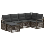 Tuinbankenset poly rattan grijs 6-delig