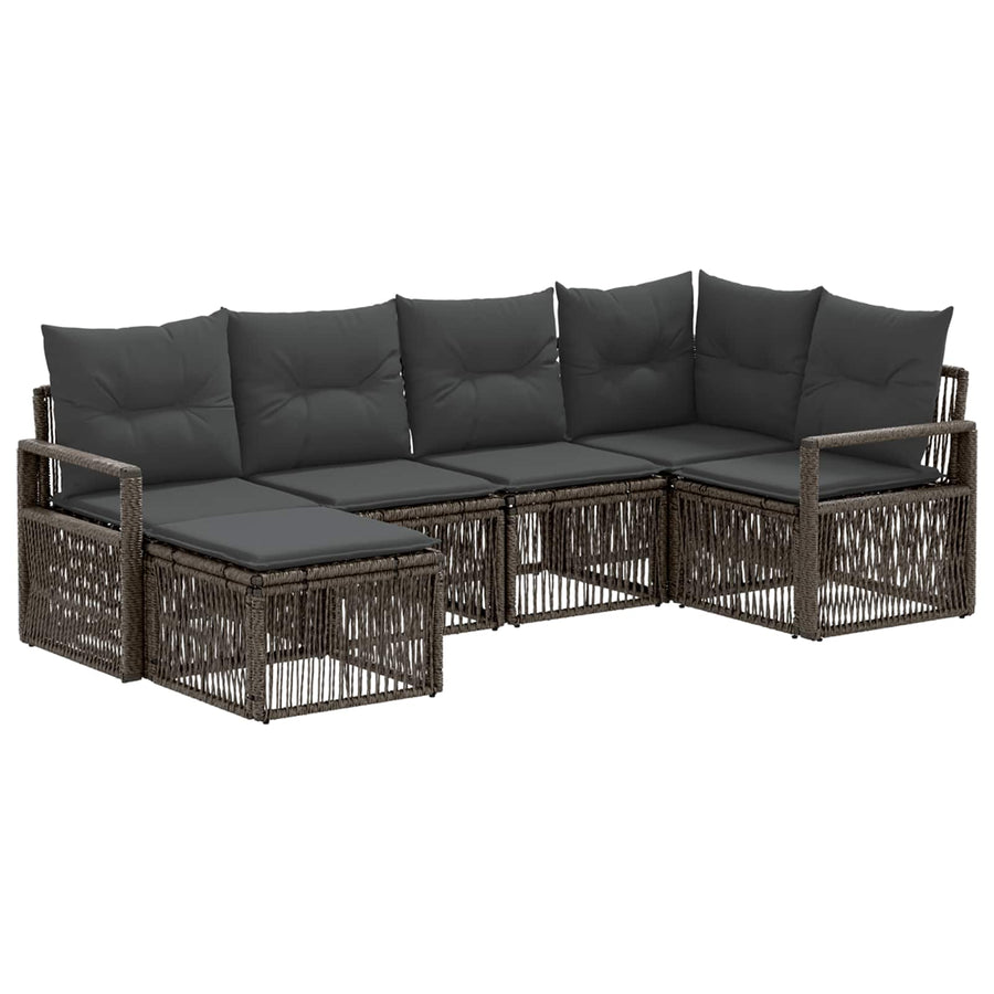 Tuinbankenset 6 pcs Grijs poly rattan