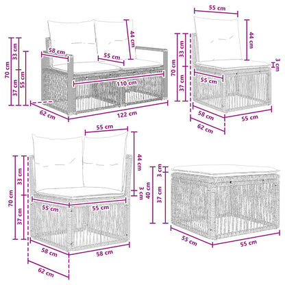Tuinbankenset 6 pcs Beige poly rattan