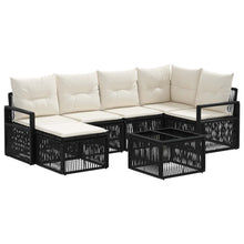 Tuinbankenset 7 pcs Zwart poly rattan