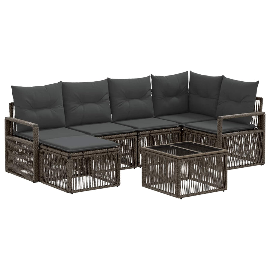 Tuinbankenset 7 pcs Grijs poly rattan
