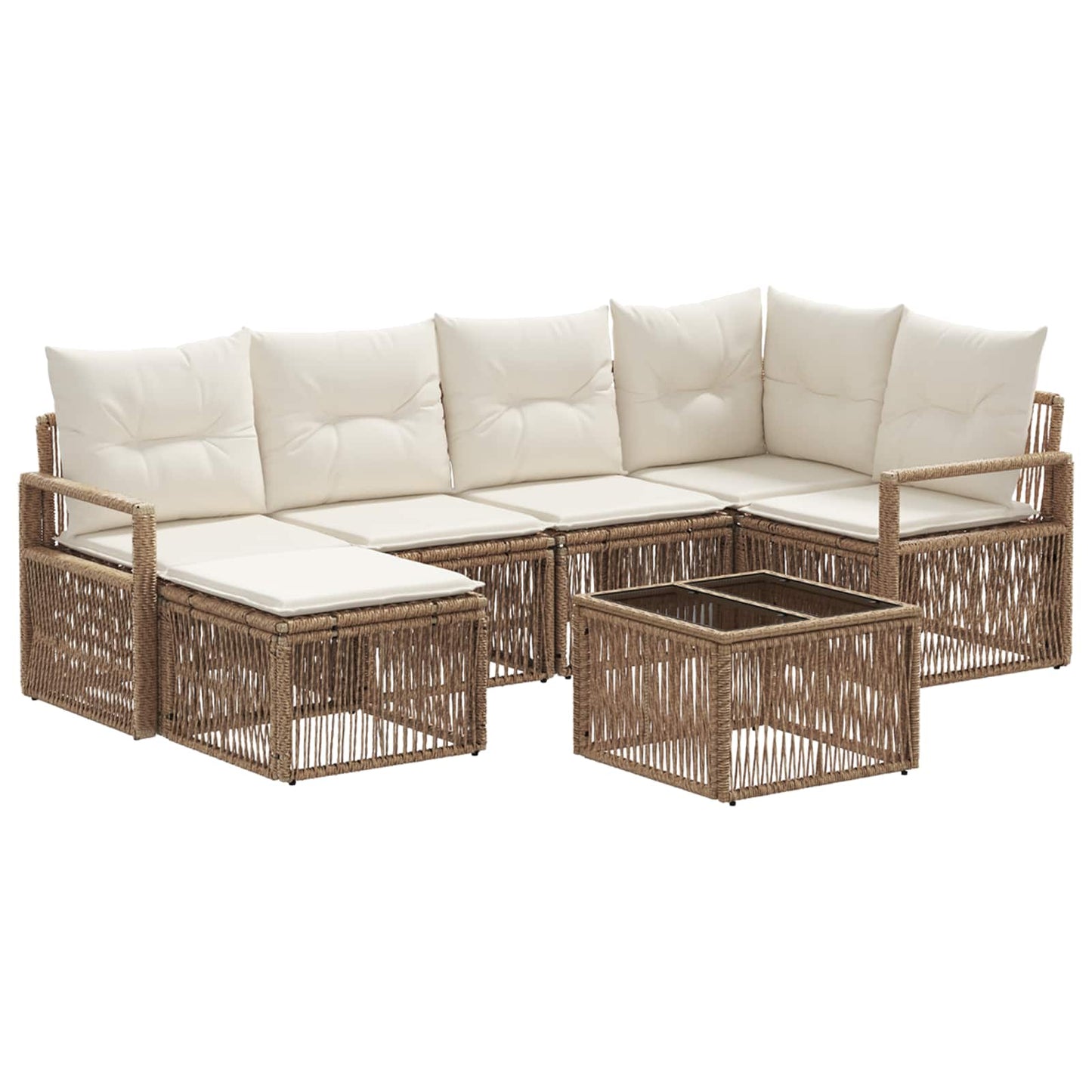 Tuinbankenset 7 pcs Beige poly rattan