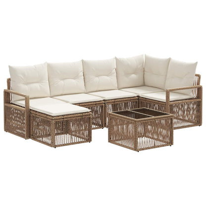 Tuinbankenset 7 pcs Beige poly rattan