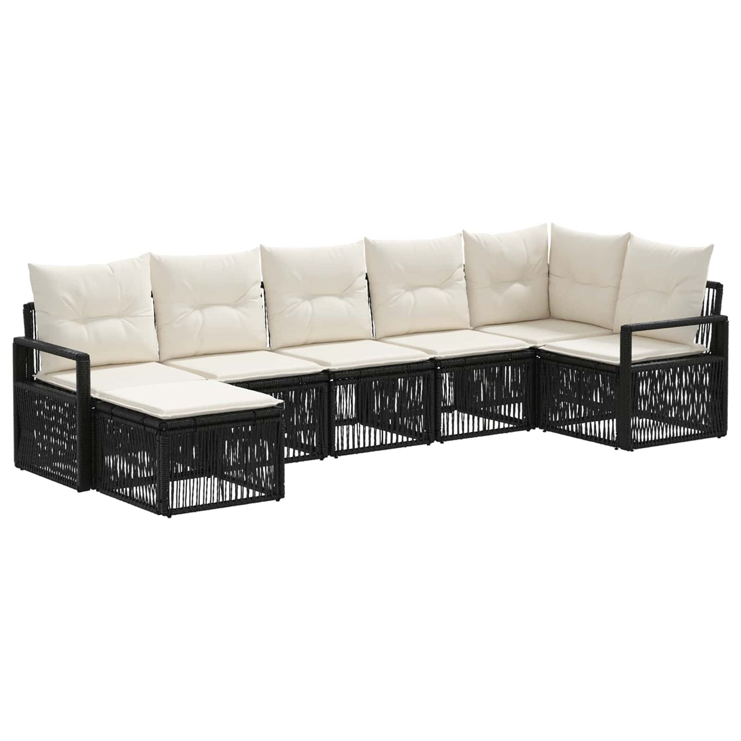 Tuinbankenset 7 pcs Zwart poly rattan