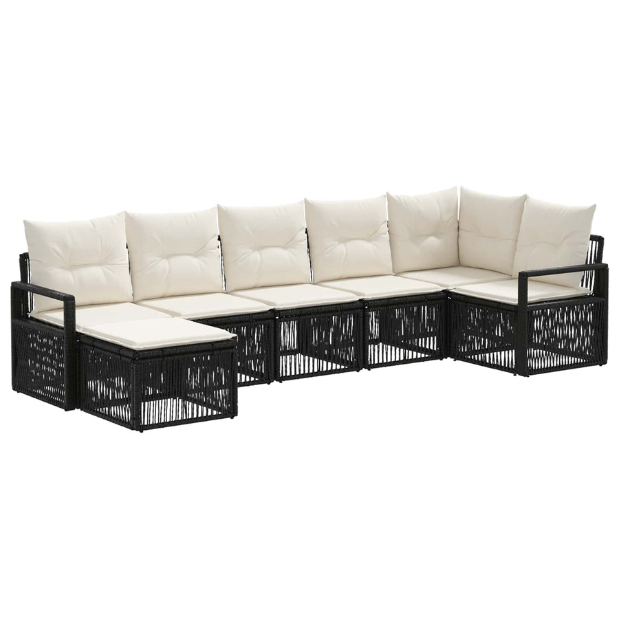 Tuinbankenset 7 pcs Zwart poly rattan