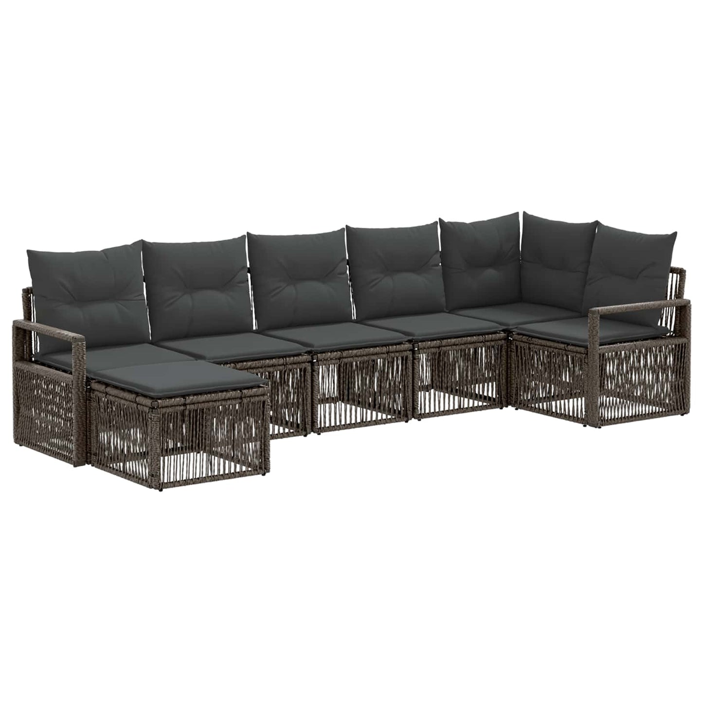 Tuinbankenset 7 pcs Grijs poly rattan