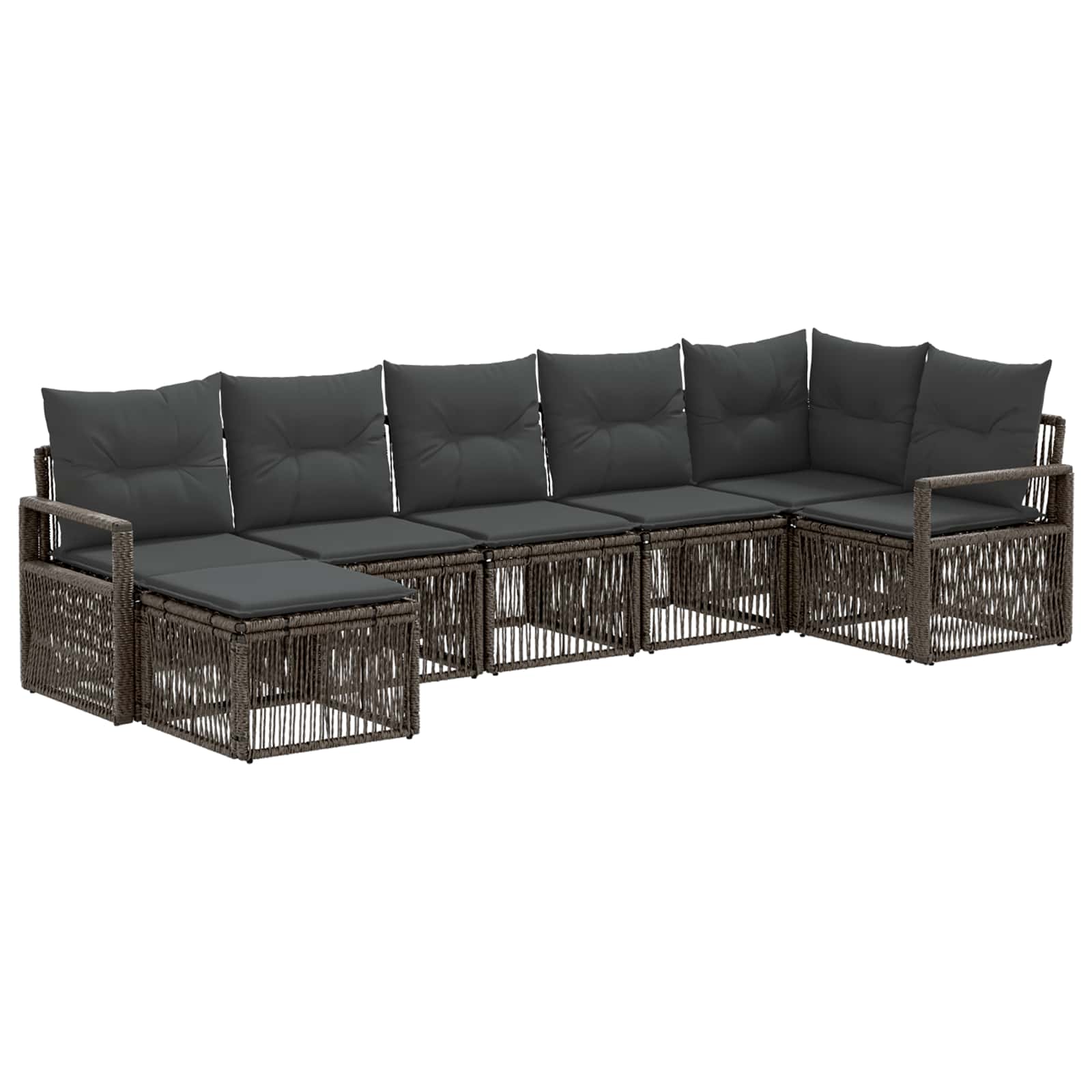 Tuinbankenset 7 pcs Grijs poly rattan