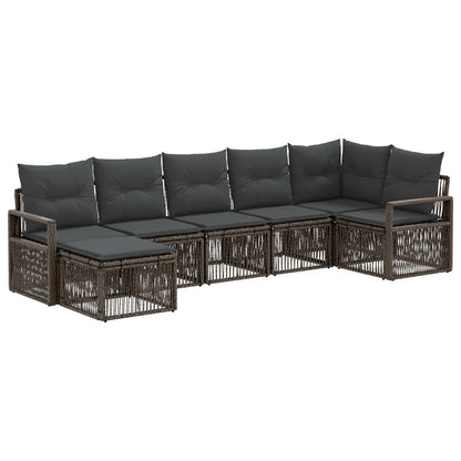 Tuinbankenset 7 pcs Grijs poly rattan
