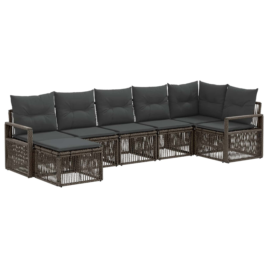Tuinbankenset 7 pcs Grijs poly rattan