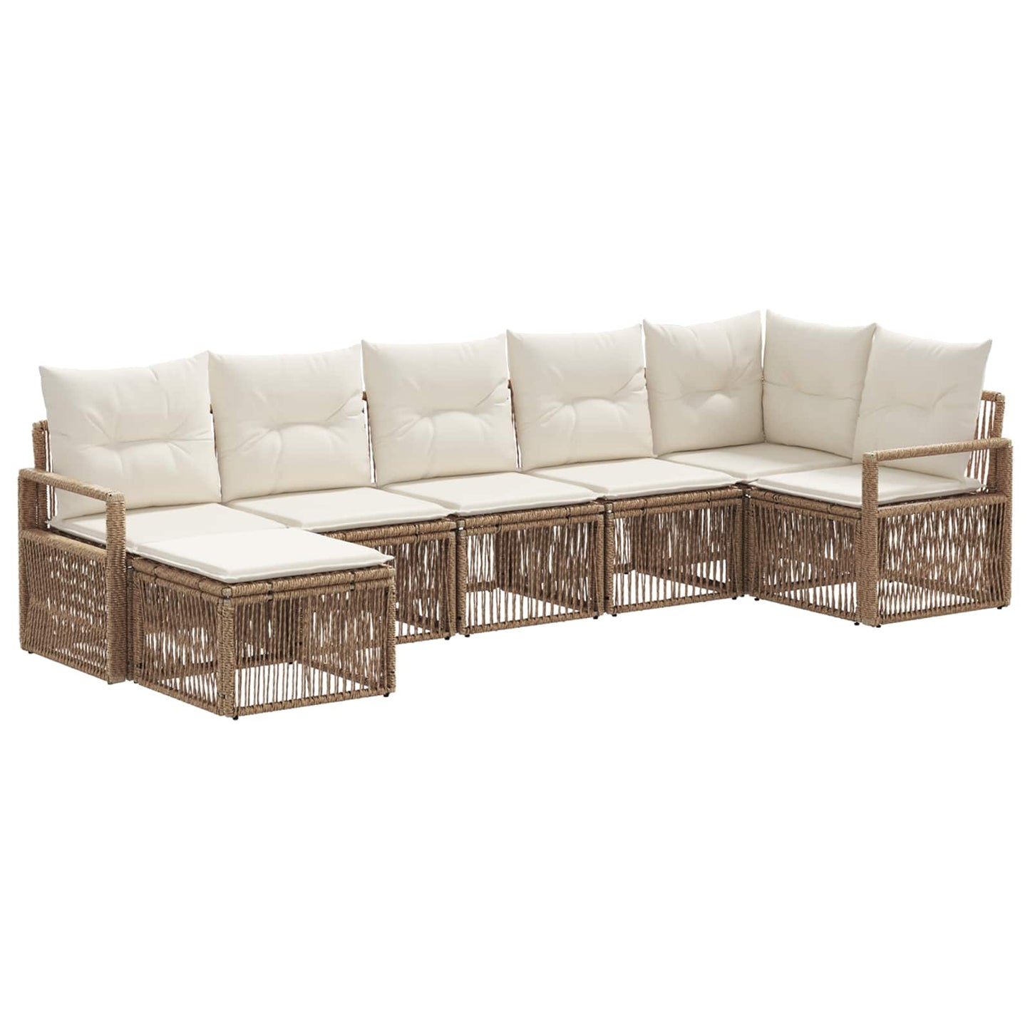 Tuinbankenset 7 pcs Beige poly rattan